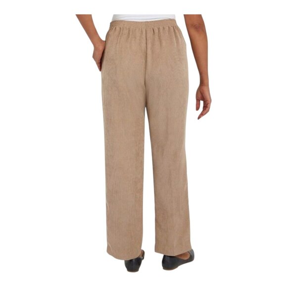 Alfred Dunner Beige Flat Front Pull-on Straight Leg Corduroy Pants Women's 18W - Picture 2 of 8
